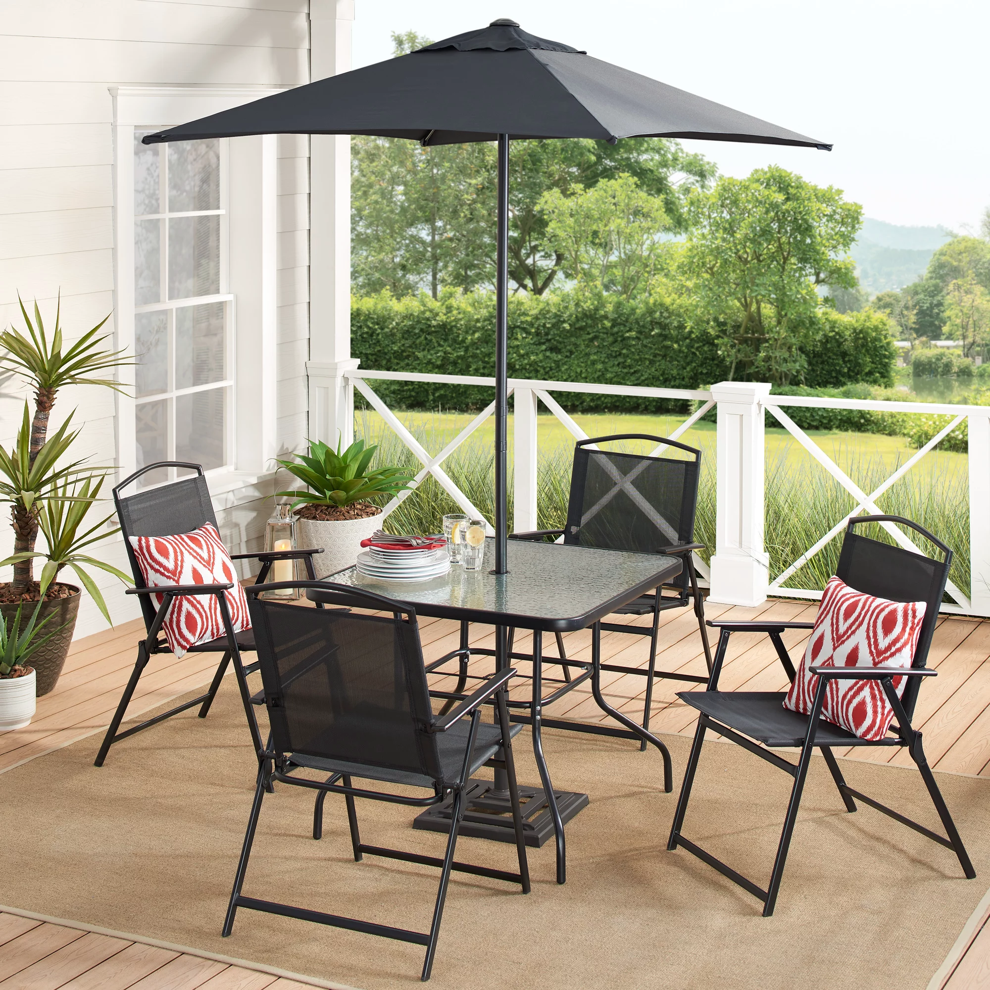 Mainstays Albany Lane 6-Piece Outdoor Patio Dining Set， Black