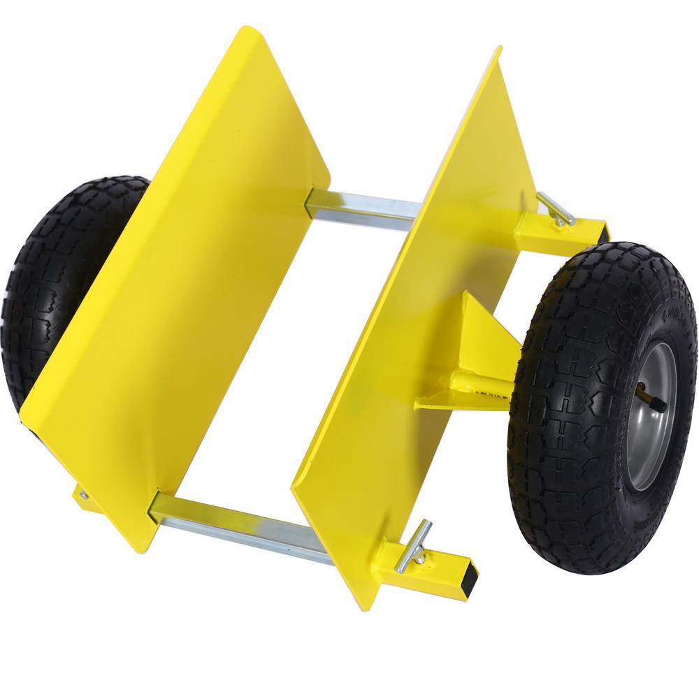 Tidoin 10 in. Yellow Lumber Transfer Panel Handbarrow Dolly with Pneumatic Wheels and 600 lb. Load Capacity GH-YDW4-168