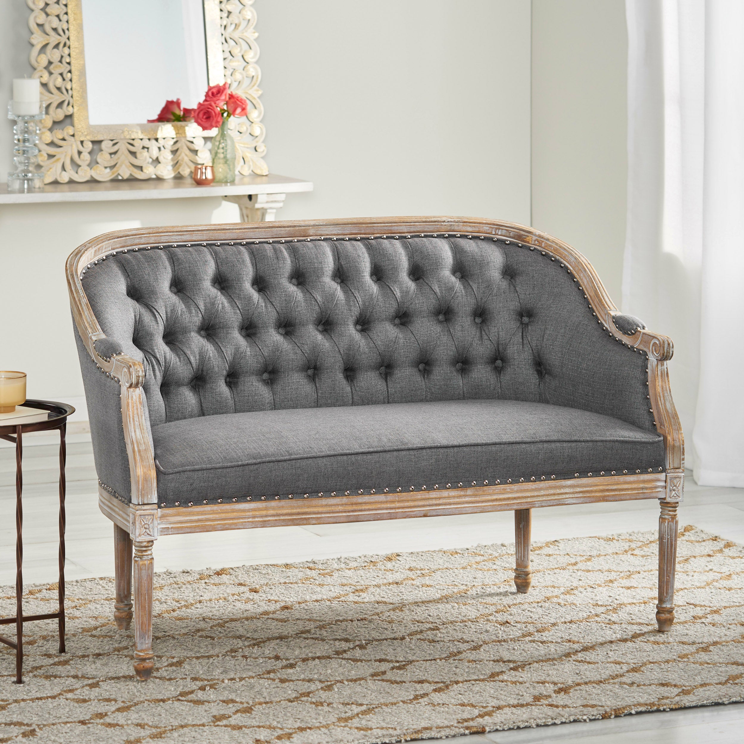 Megan Traditional Tufted Upholstered Loveseat