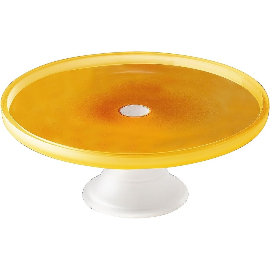 Elle Decor Glass Cake Plate Stand Frosted Glass Pedestal