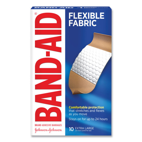 BAND-AID Flexible Fabric Extra Large Adhesive Bandages， 1.75 x 4， 10/Box (5685)