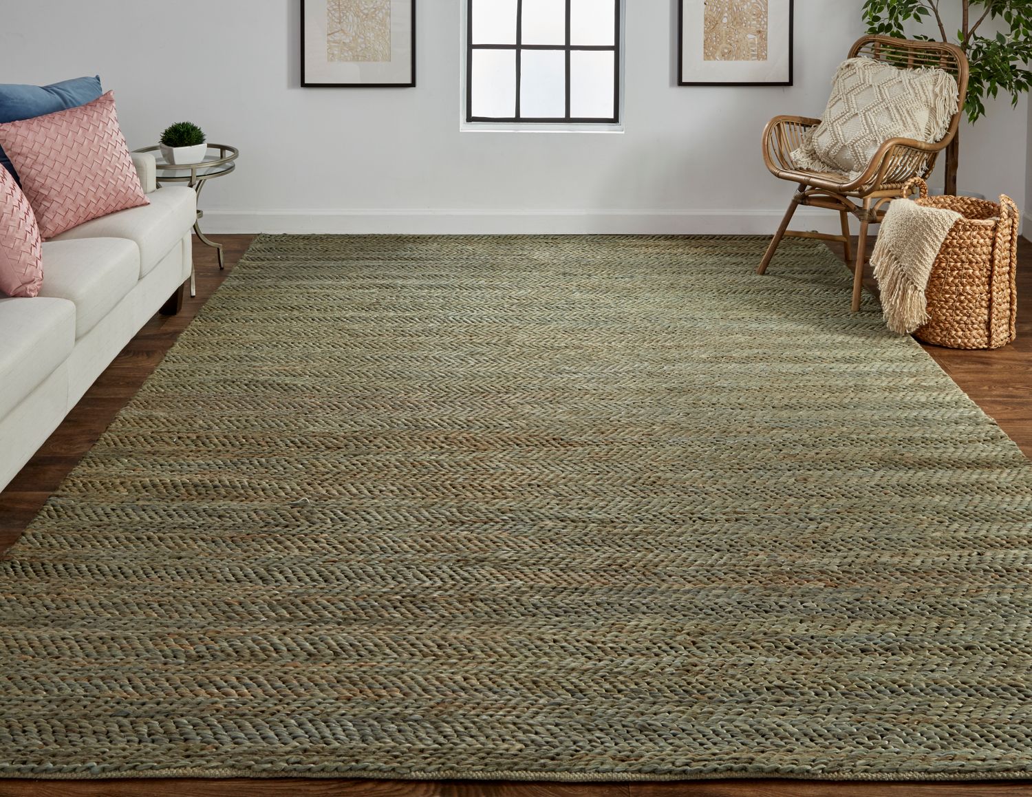 Knox Hand Woven Green and Tan Rug by BD Fine