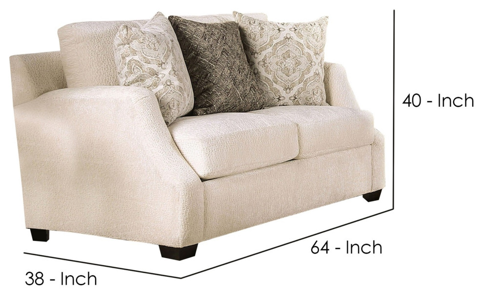 Loveseat With Textured Fabric Upholstery And Track Arms  Beige   Transitional   Loveseats   by VirVentures  Houzz