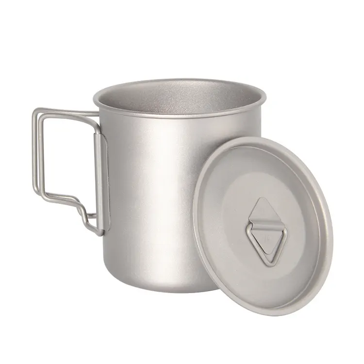 Titanium Cups Folding Handle Titanium Mug 420ml Camping Hiking Titanium pots