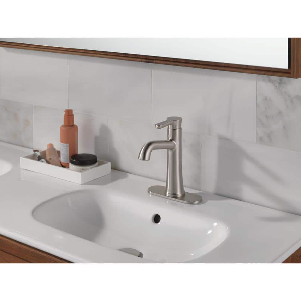 Delta Greydon Single Handle Single Hole Bathroom Faucet in Spotshield Brushed Nickel