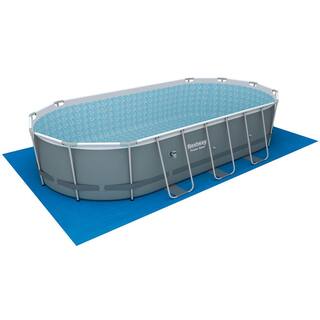 Bestway 18 ft. Power Steel Swimming Pool Set with Surface Skimmer Debris Cleaner 56711E-BW + 58233E-BW