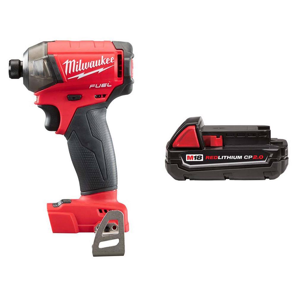 MW M18 FUEL SURGE 18V Lithium-Ion Brushless Cordless 14 in. Hex Impact Driver w2.0ah Battery 2760-20-48-11-1820