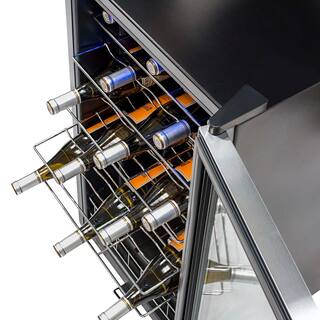 NewAir Single Zone 33-Bottle Freestanding Wine Cooler Fridge with Exterior Digital Thermostat and Chrome Racks Stainless Steel AWC-330E