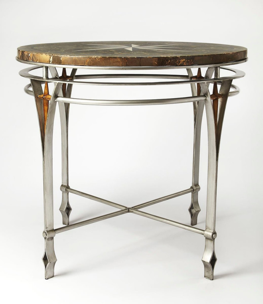 Regina Fossil Stone  ampMetal Foyer Table  5277025   Contemporary   Side Tables And End Tables   by PARMA HOME  Houzz