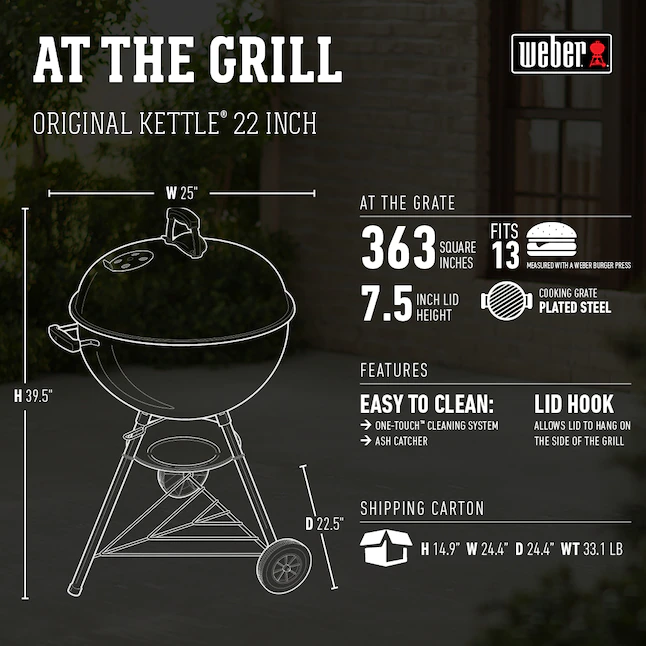 Weber Original Kettle 22-in W Black Kettle Charcoal Grill