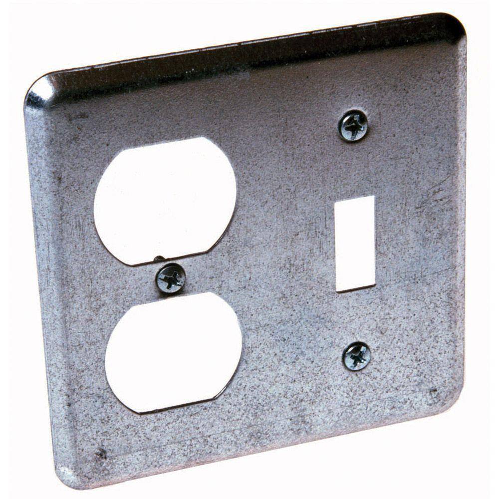 RACO 4 in. W Steel Gray 2-Gang 2-Device DuplexToggle Switch Wall Plate 1-Pack 872