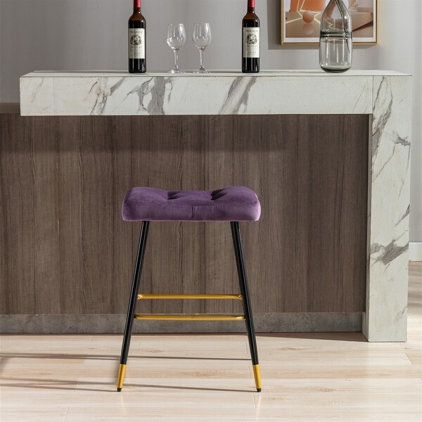 Bar Stools Vintage Style Velvet Footrest Counter Height Dining Chairs