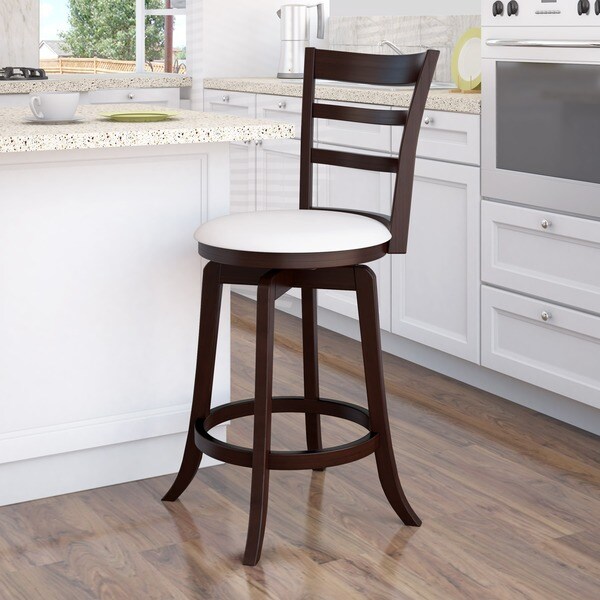 CorLiving Espresso and White Leatherette Counter Height Barstool