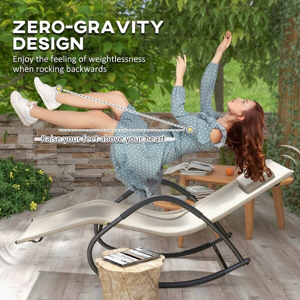 Outsunny Rocking Chair，Zero Gravity Patio Chaise Sun Lounger，Outdoor Rocker，UV Water Resistant