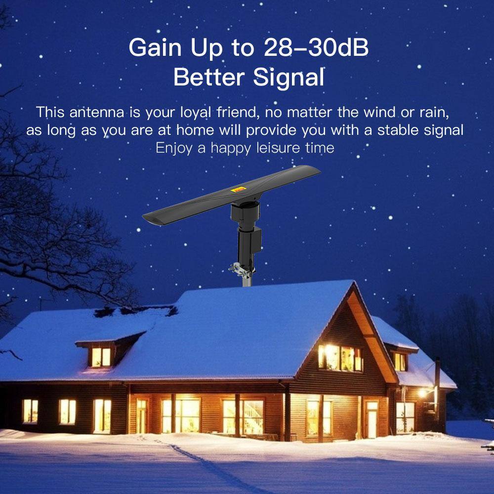 Winado 40 Hz to 860 MHz 20 PlusMinus 3dB 350 Rotation UV Dual-Band Outdoor Antenna UHFVHFFM Black 777613938944