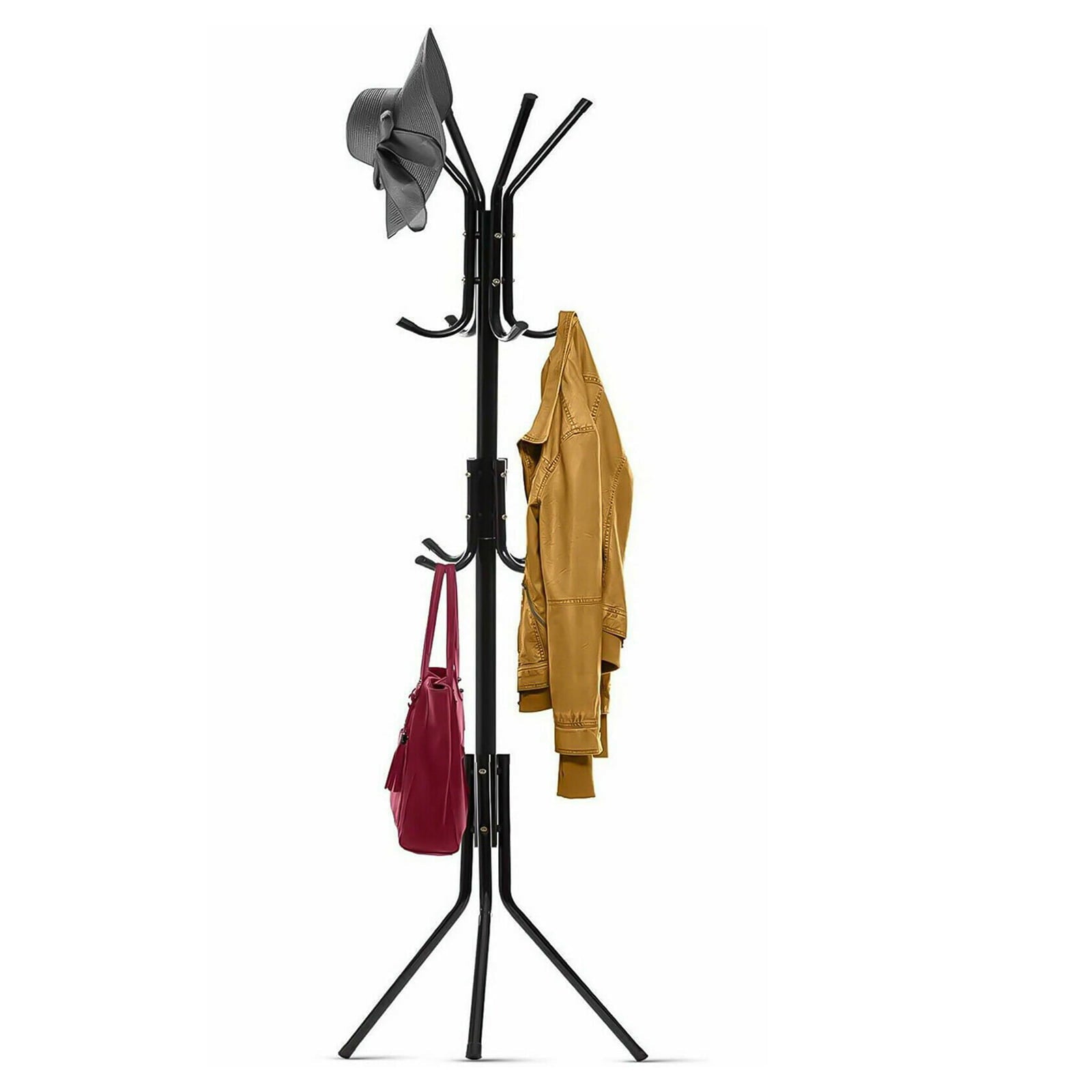 Mayin Coat Rack 12 Hook Hat Hanger， Freestanding Coat Rack Hat Hanger for Hanging Coat， Scarf， Bag， Jacket， Black