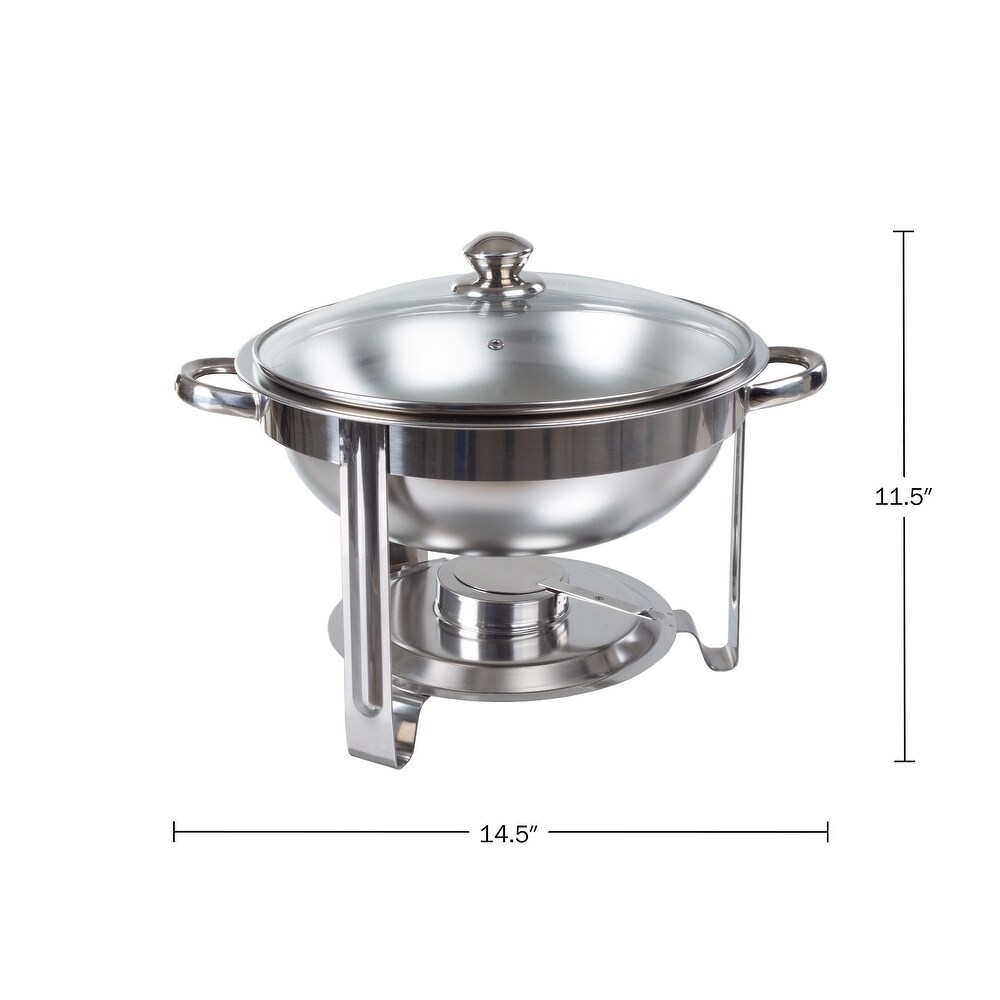 Round 5 QT Chafing Dish Buffet Set �C Includes Water Pan  Food Pan  Fuel Holder  Cover  and Stand by Great Northern Party