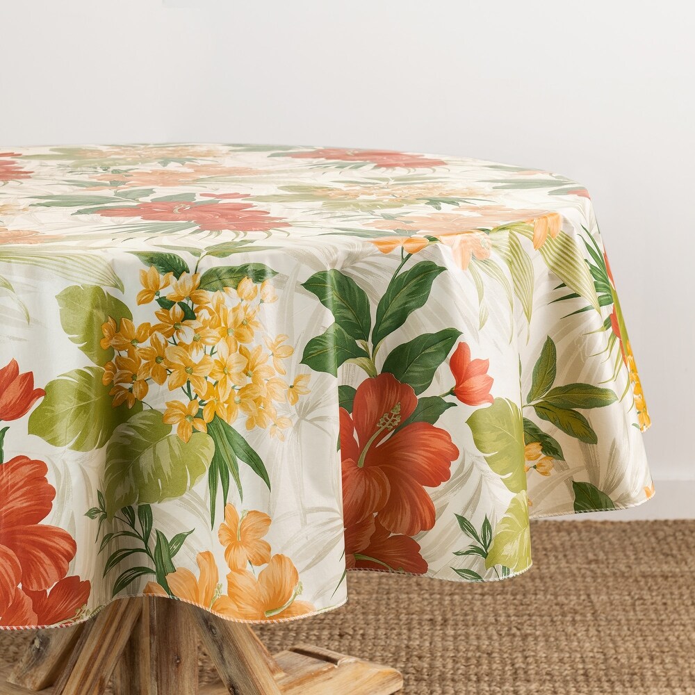 Callisto Tropical Floral Printed Vinyl Indoor/Outdoor Tablecloth