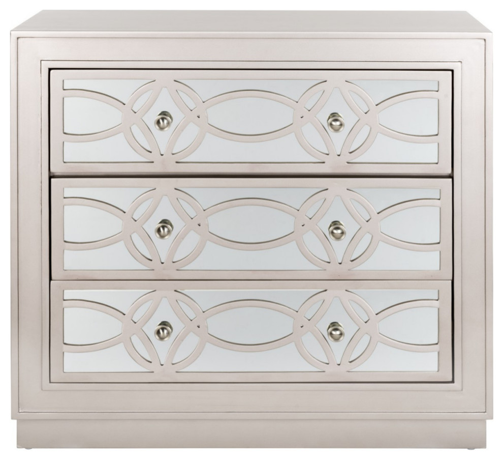 Joy 3 Drawer Chest Champagne/ Nickel Mirror   Modern   Accent Chests And Cabinets   by Virgil Stanis Design  Houzz