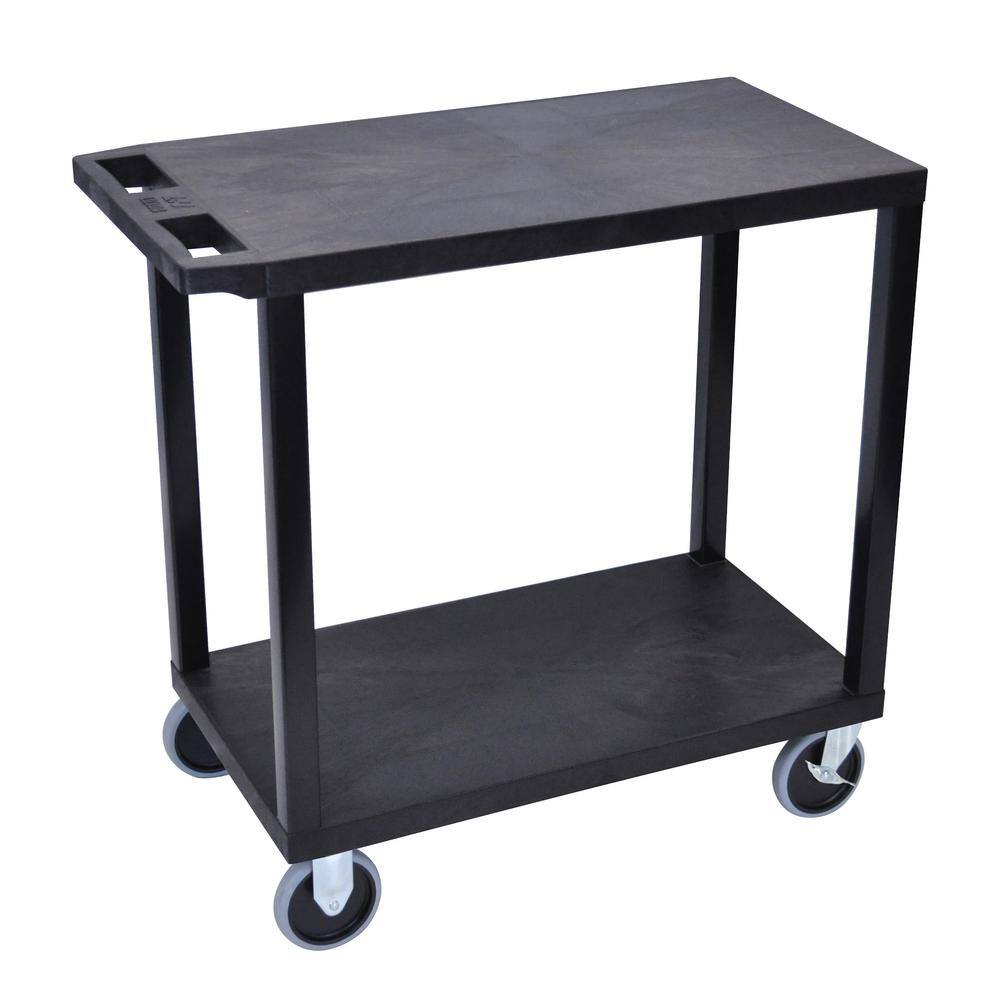 Luxor EC 32 in. 2-Shelf Utility Cart with 5 in. Casters in Black EC22HD-B