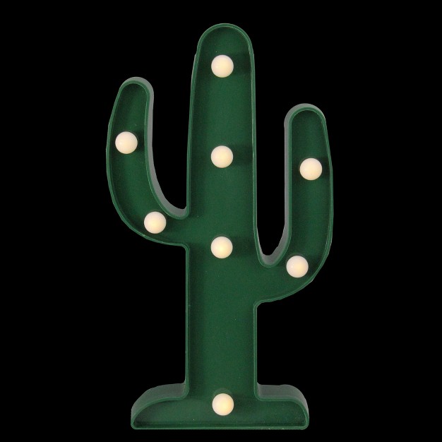 Battery Operated Led Lighted Cactus Marquee Sign Green