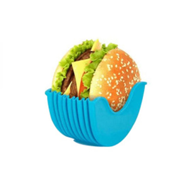 Burger Holders Reusable Anti-dirty Hands Silica Gel Sandwiches Holder Box Beef Press Patty Melt Hamburger Bun Shell Kitchen Tool