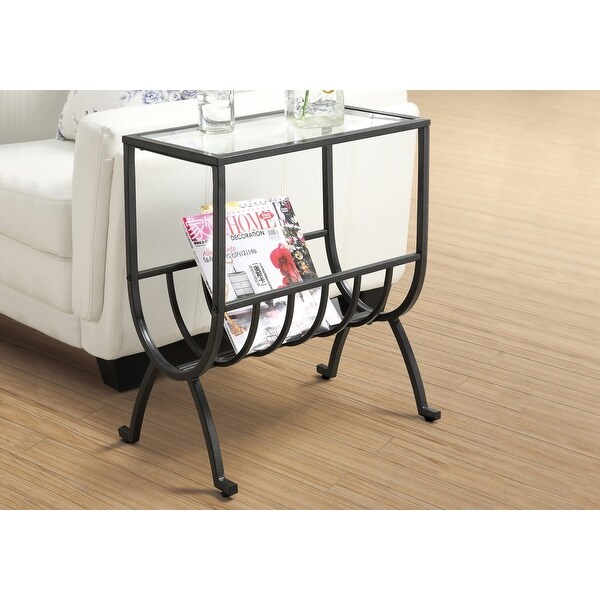 Stardust Brown Metal With Tempered Glass Accent Table - 11.5 In. W X 22.0 In. H X 11.5 In. D