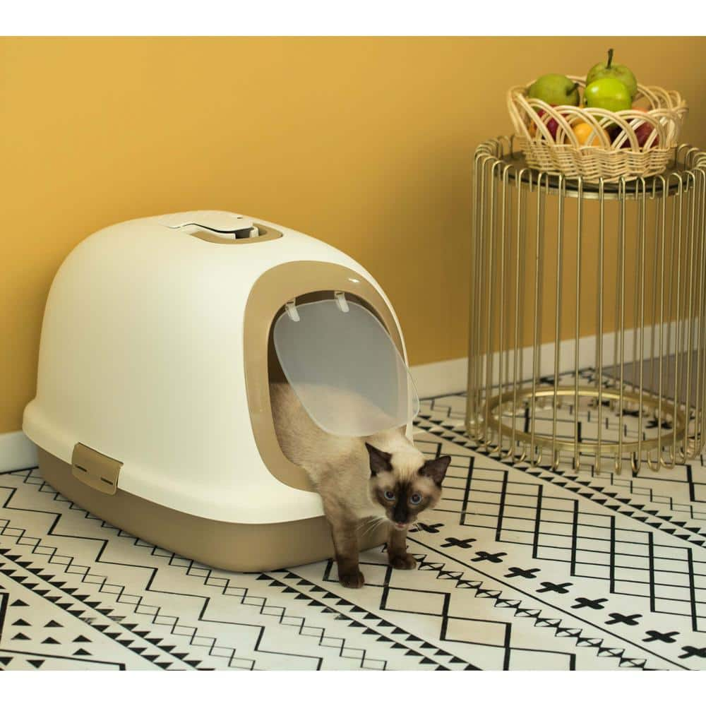 PAWSMARK Fully Enclosed Hooded Odor-Free Front Entry Cat Toilet QI003774.BN