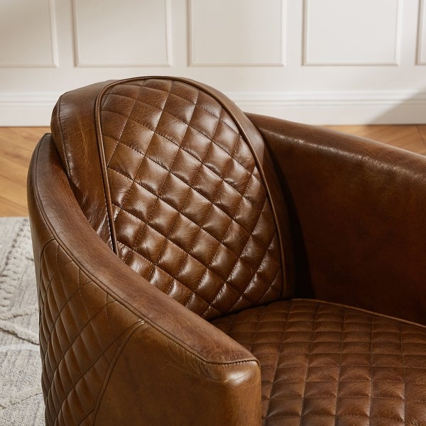 IndustrIal Retro Top Grain Leather and Aluminum Accent Chair