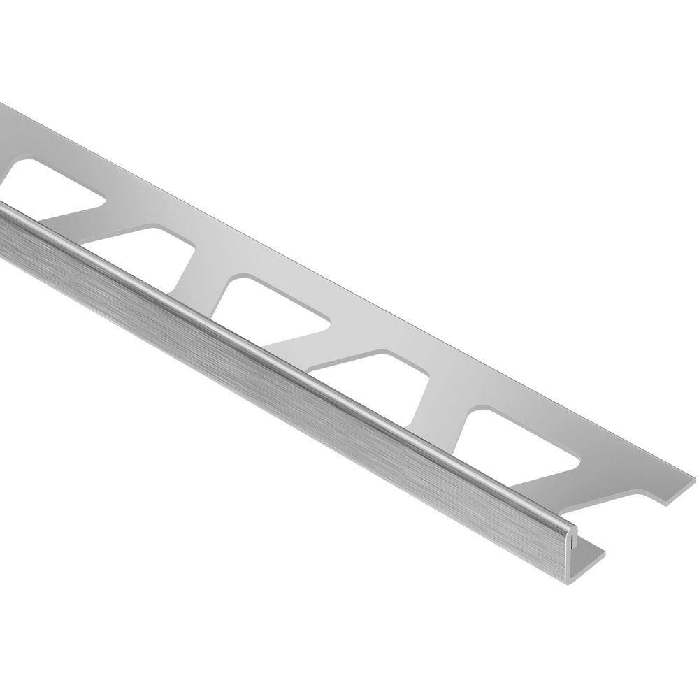 Schluter Systems Schiene Brushed Stainless Steel 38 in. x 8 ft. 2-12 in. Metal L-Angle Tile Edging Trim E100EB