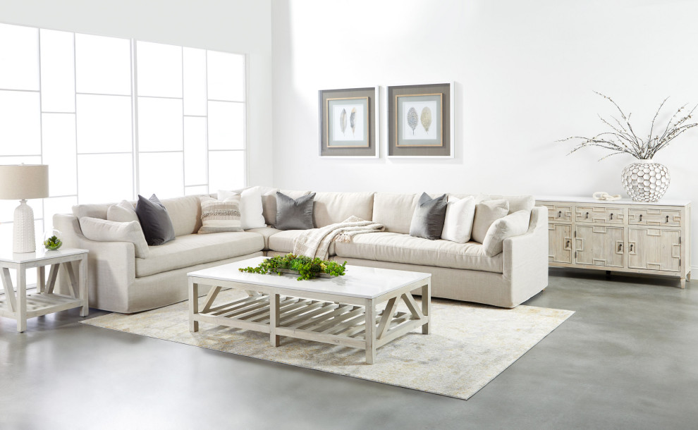 Lena Modular Slipcover 1 Seat Armless Chair   Transitional   Armchairs And Accent Chairs   by Sideboards and Things  Houzz