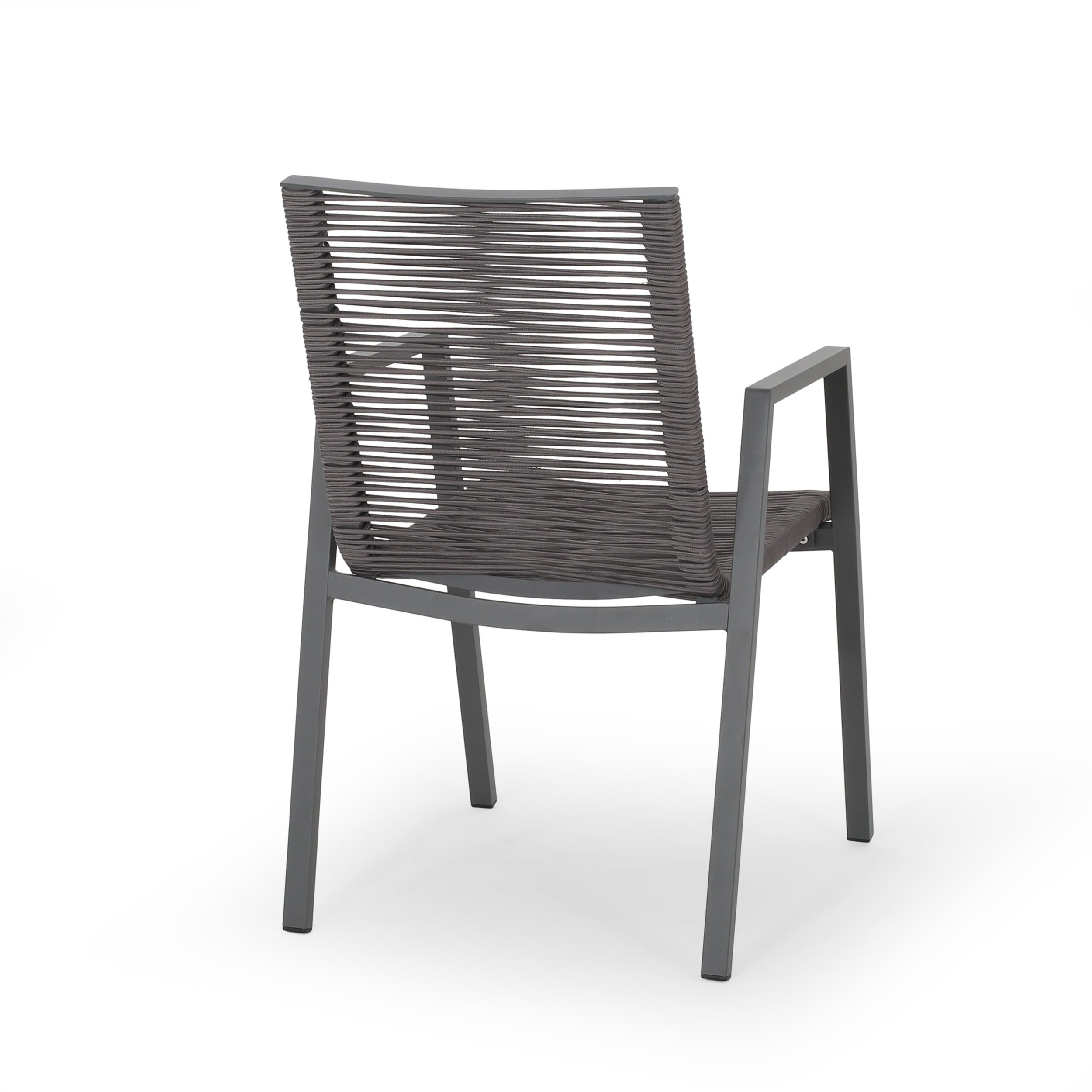 Kalli Outdoor Modern Aluminum Dining Chair with Rope Seat (Set of 2)