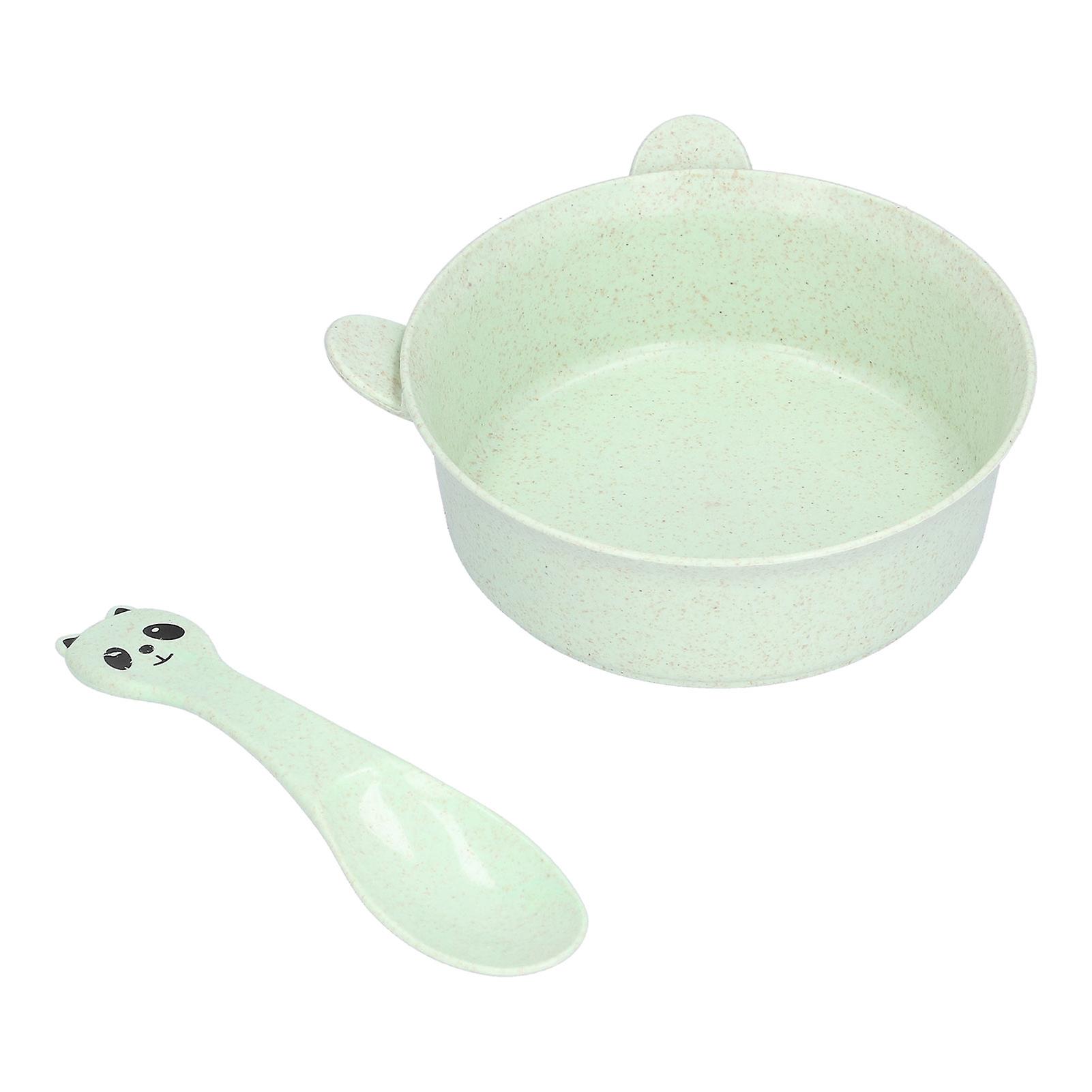 Toddler Bowl Lightweight Durable Wheat Straw Snack Bowl Tableware With Spoon For Children Kidsgreen