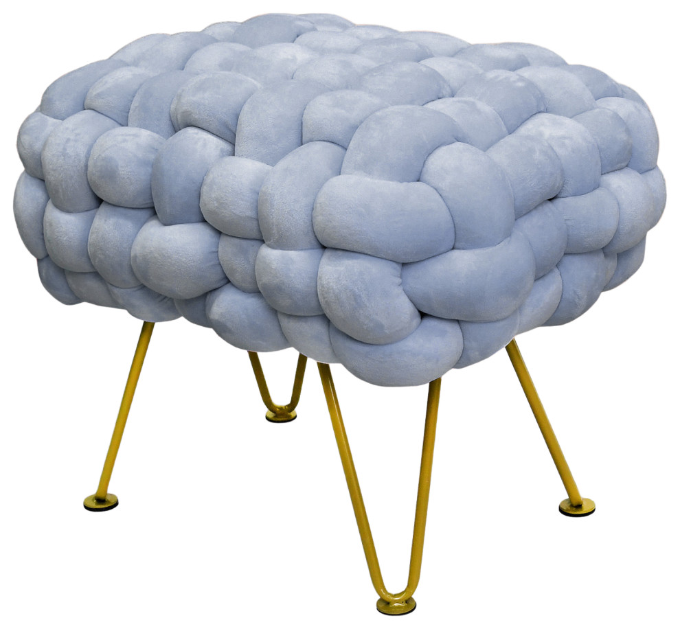 Velvet Pouf Stool Ottoman   Midcentury   Footstools And Ottomans   by BNF Home  Houzz