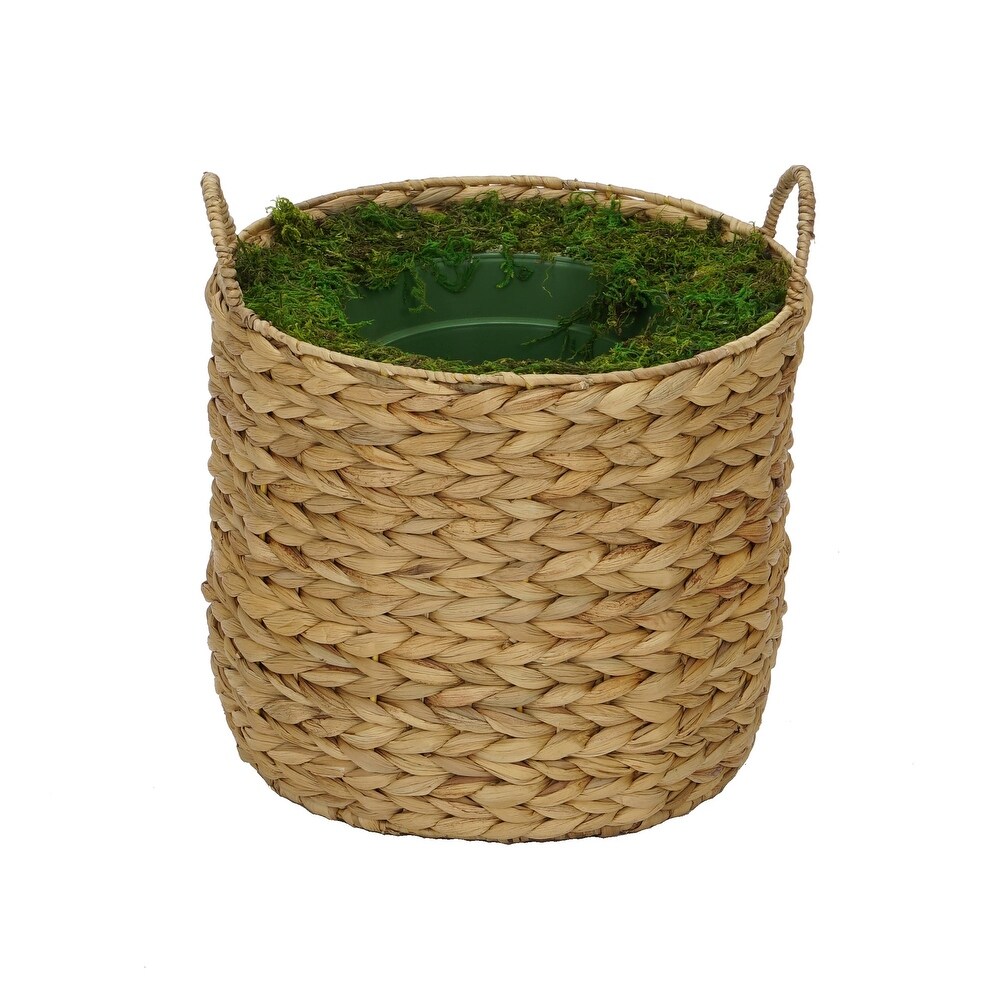 Large Round Water Hyacinth Basket Planter Pot in a Pot