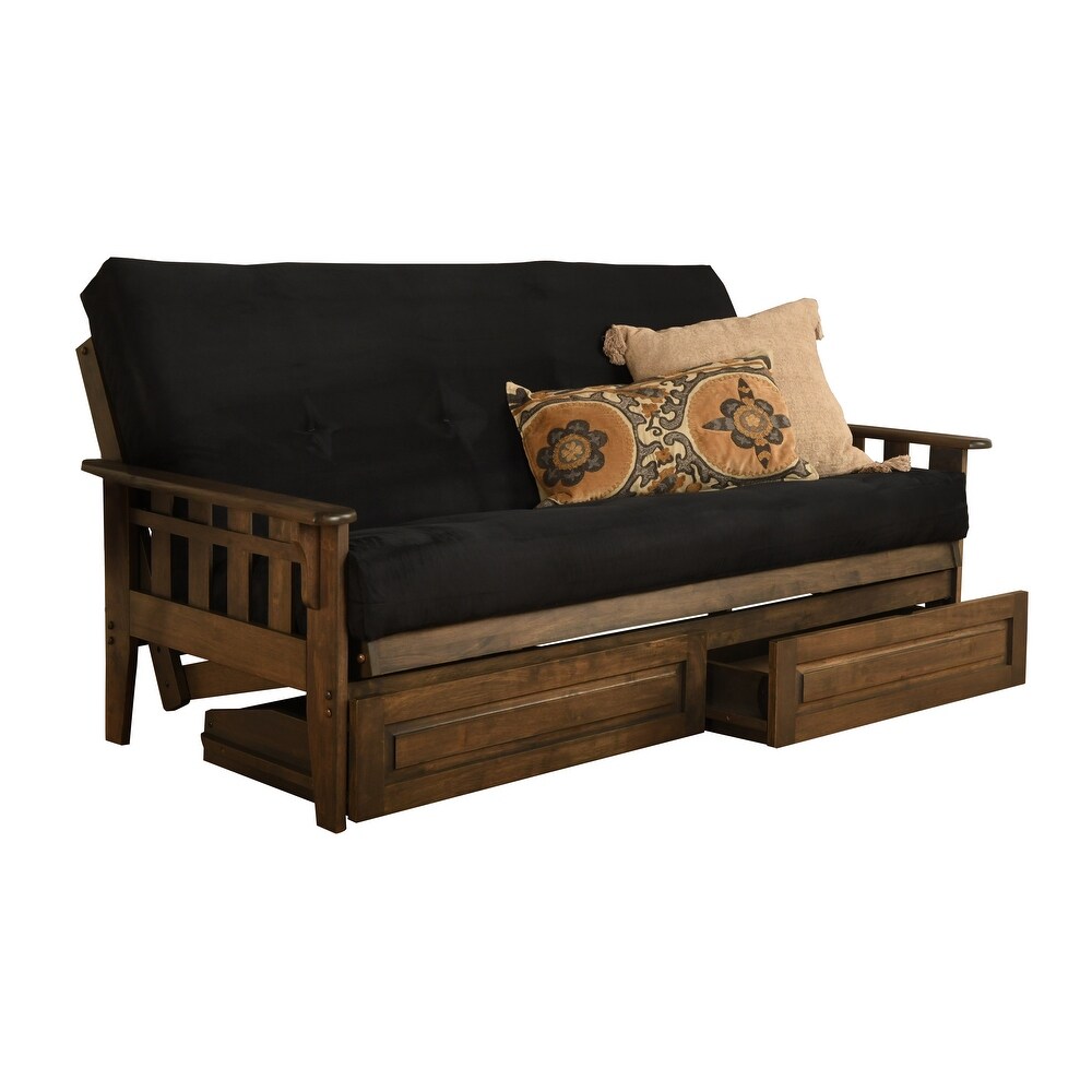 Somette Tucson Rustic Walnut Full size Futon Set with Storage Drawers