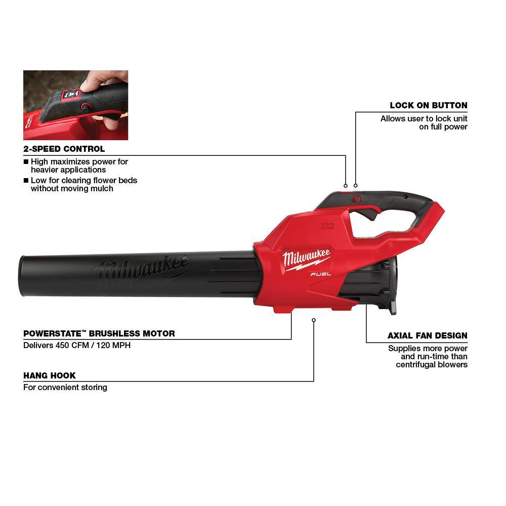 MW M18 18-Volt Lithium-Ion Brushless Force Logic Press Tool Kit with M18 Fuel Cordless Handheld Blower (2-Tool) 2922-22-2724-20