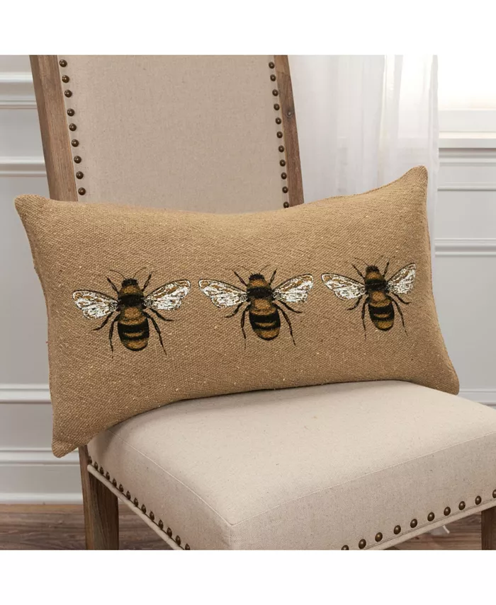 Rizzy Home Bees Polyester Filled Decorative Pillow， 14