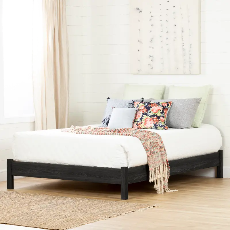 Modern Gray Oak Queen Platform Bed - South Shore