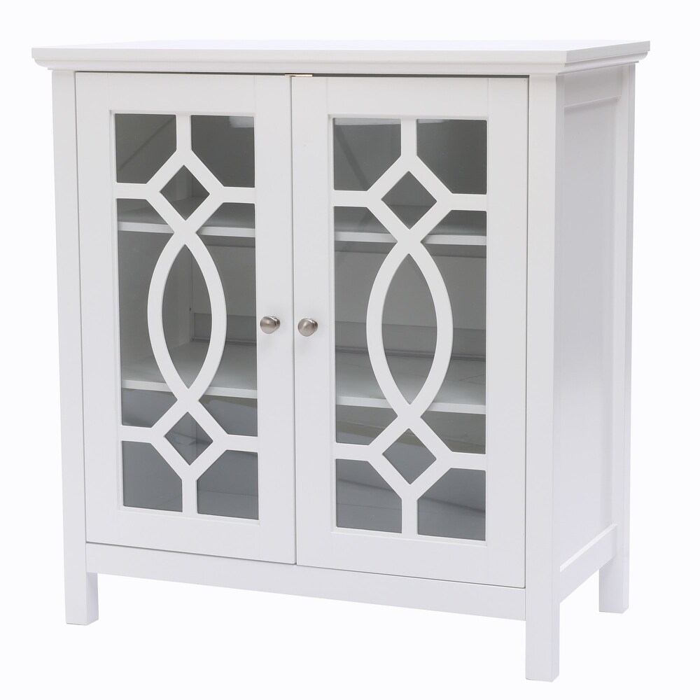 White Pine Wood 2 Glass Door Accent China Cabinet   32.3\