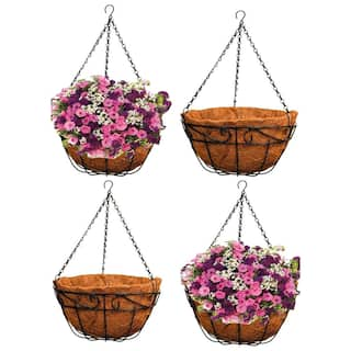 Ashman Online 12 in. Round Metal Hanging Planter Baskets with Coco Coir Liner (4-Pack) PlantHangBasket12Inch4Pk