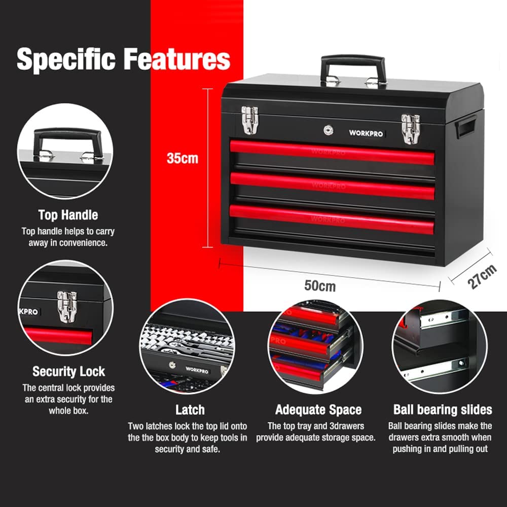 408-Piece Mechanics Tool Set with 3-Drawer Heavy Duty Metal Box (W009044A)