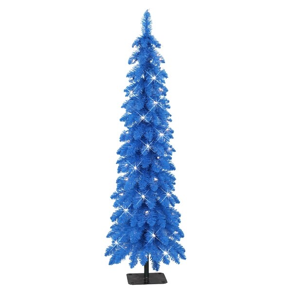 Puleo International 4 ft PreLit Blue Artificial Alpine Pencil Tree