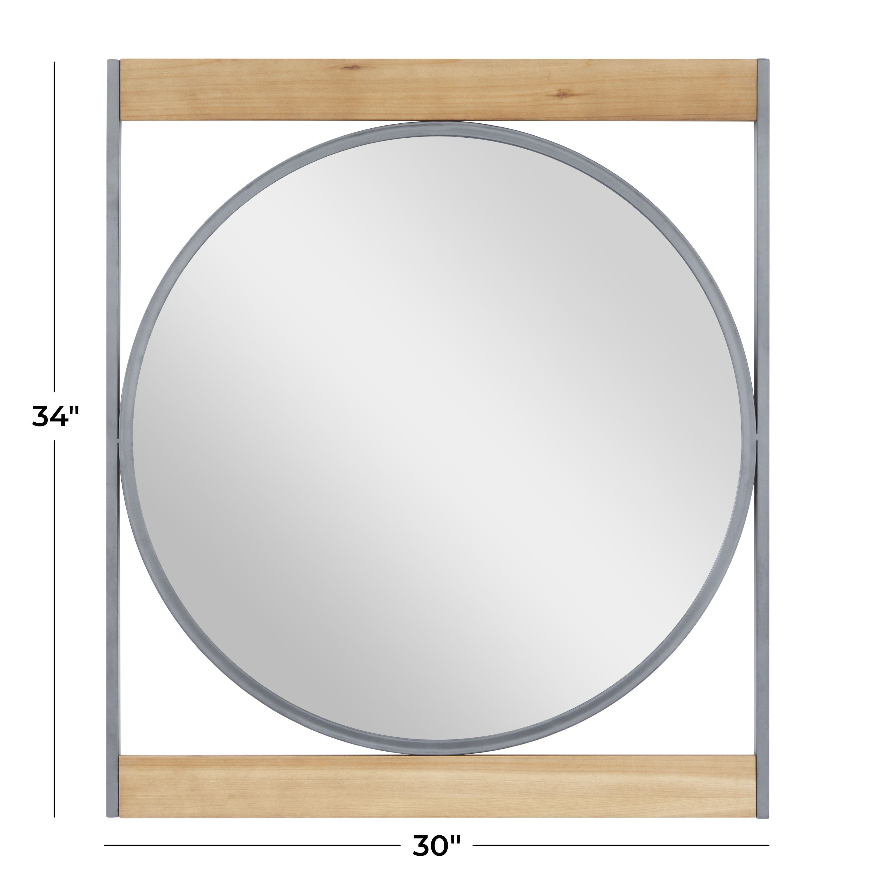 Brown Iron Industrial Wall Mirror 34 x 30 x 1