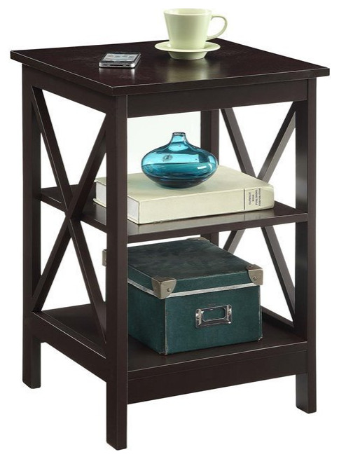 Home Square 2 Piece Square Solid Wood End Table Set in Espresso   Transitional   Side Tables And End Tables   by Homesquare  Houzz