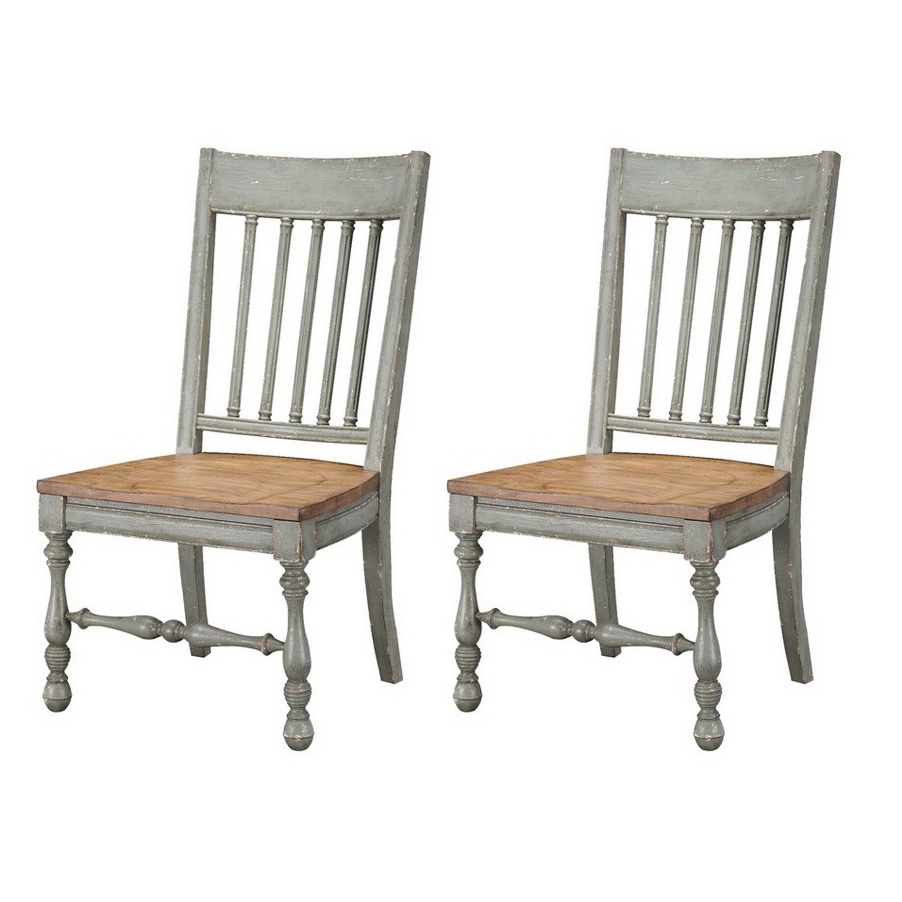 Somette Weston Aged Bluish Grey with cream rub through Dining Chairs - Set of 2