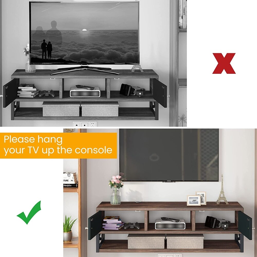 Floating TV Stand  3 Tier Wall Mounted Media Console TV Shelf Console