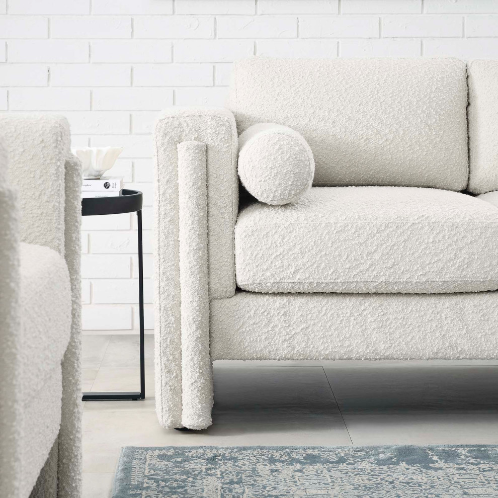 Visible Boucle Fabric Loveseat   Ivory   Transitional   Loveseats   by First of a Kind USA Inc  Houzz