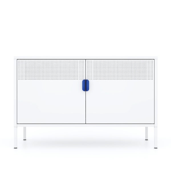 Metal Storage Locker Cabinet， Adjustable Shelves Free Standing Ventilated Sideboard Steel Cabinets