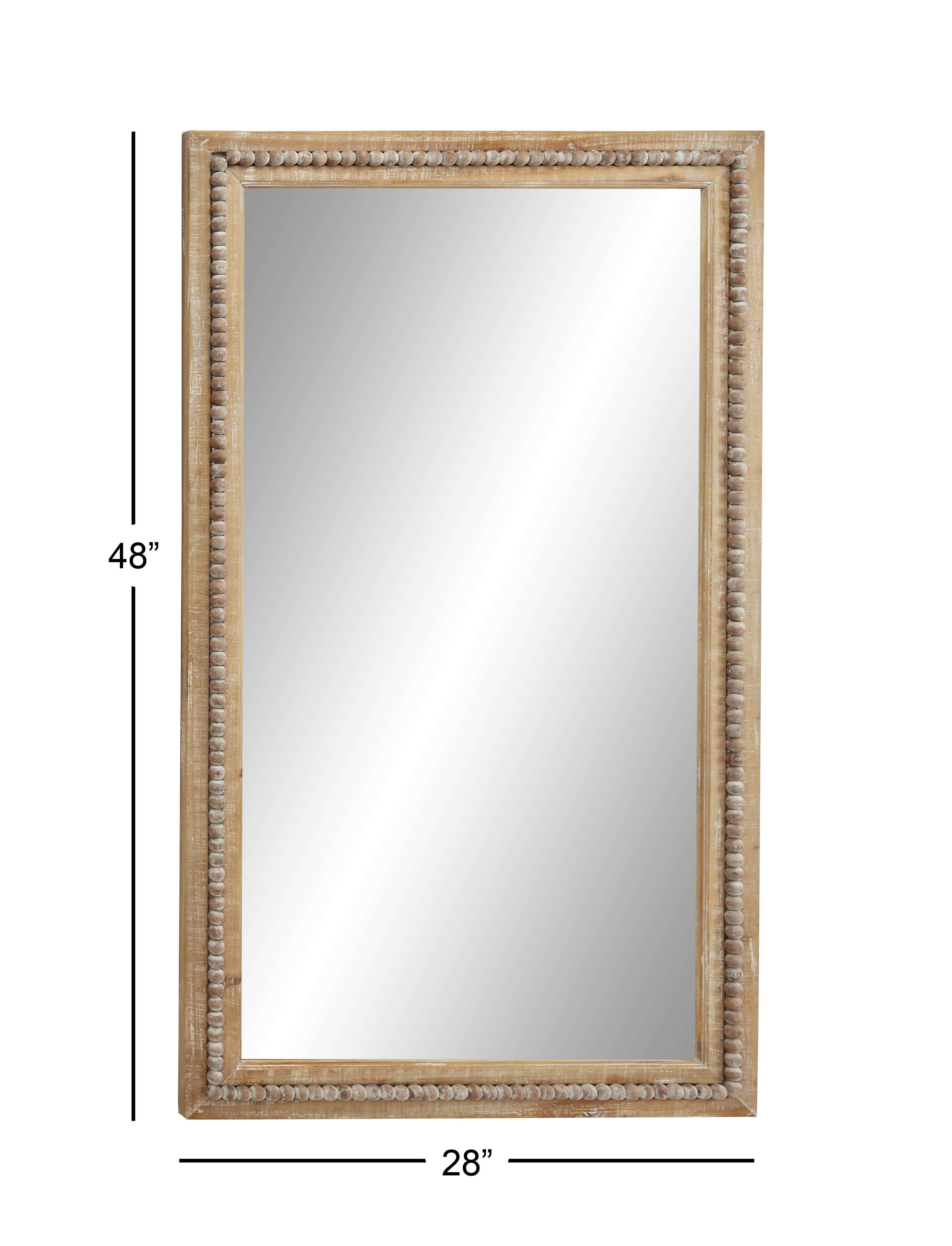 Light Brown Bohemian Style Wood Wall Mirror 48 x 28